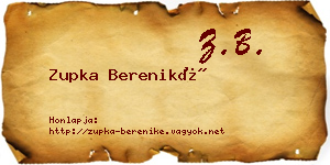 Zupka Bereniké névjegykártya
